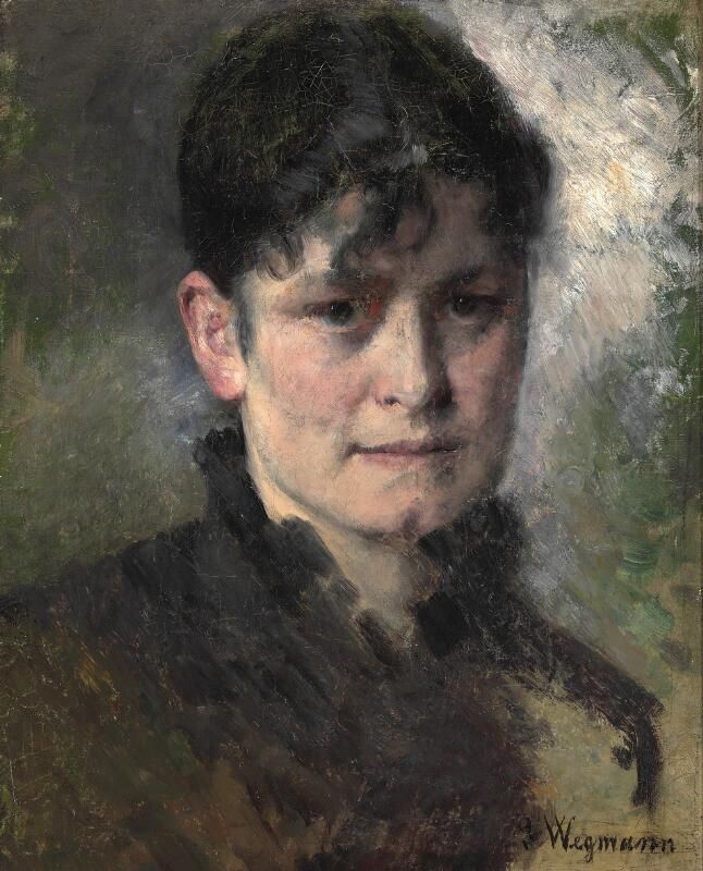 Bertha Wegmann- Kunstnerens selvportræt. Sign. B. Wegmann. Olie på lærred. 46 x 37.