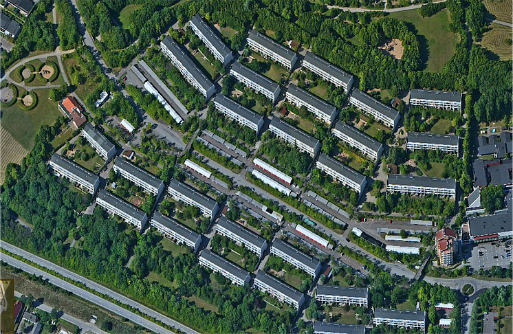 Stadsdelen Linero i Lund, flygbild