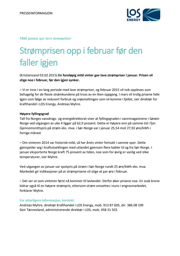 Strømprisen opp i februar før den faller igjen