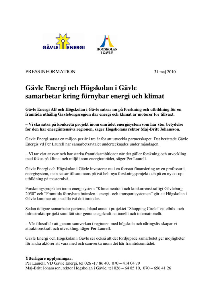 Gävle Energi och Högskolan i Gävle samarbetar kring förnybar energi och klimat