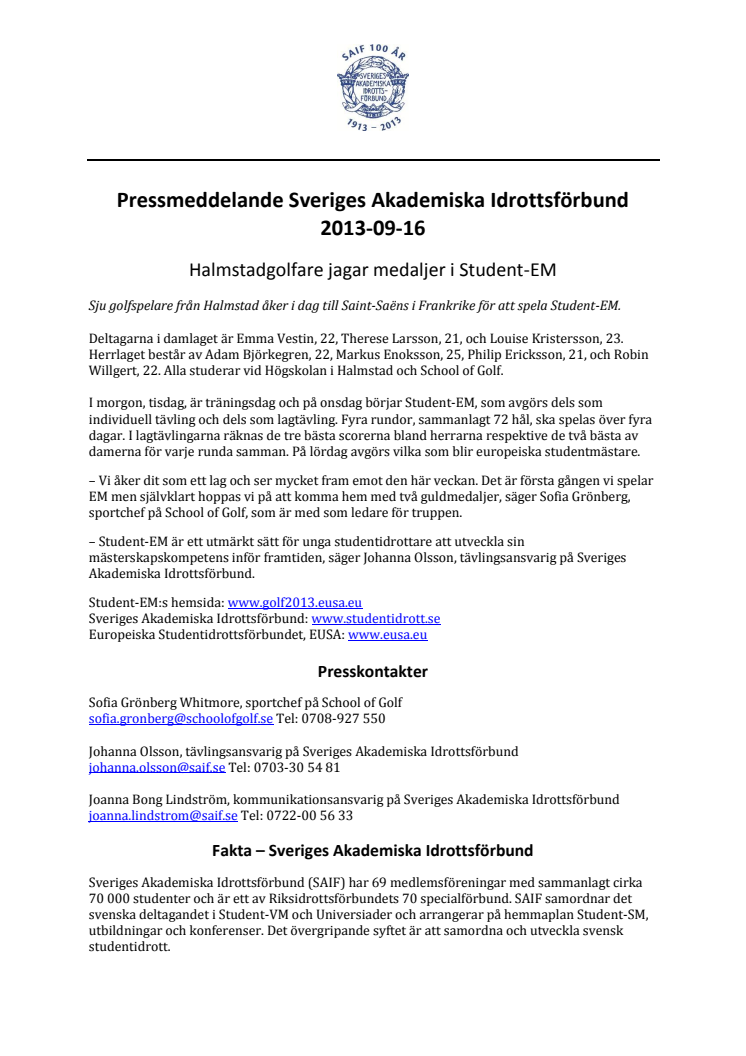 Halmstadgolfare jagar medaljer i Student-EM