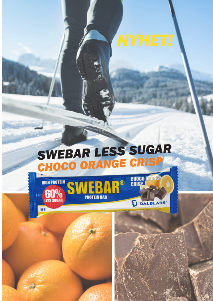 NYHET! SWEBAR Less Sugar Choco Orange Crisp