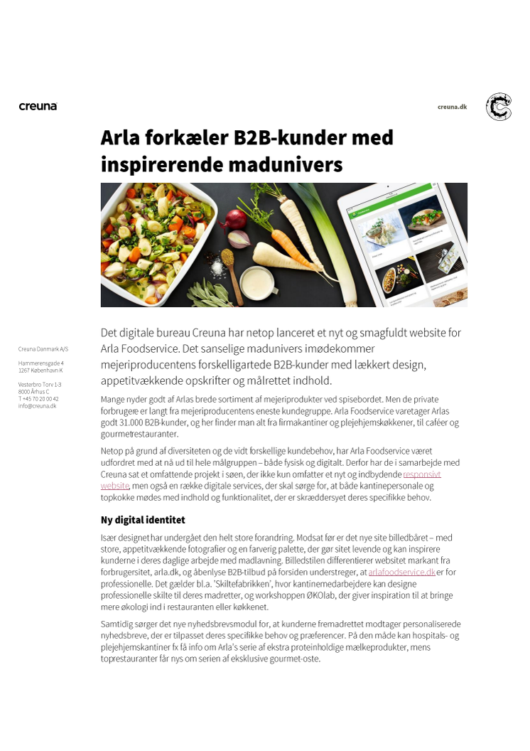 Arla forkæler B2B-kunder med inspirerende madunivers