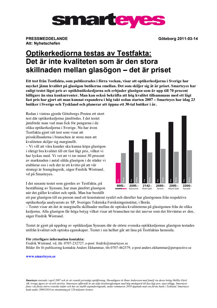 Optikerkedjorna testas av Testfakta: Det är inte kvaliteten som är den stora  skillnaden mellan glasögon – det är priset 