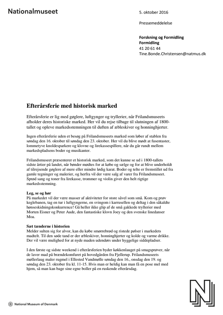 Efterårsferie med historisk marked