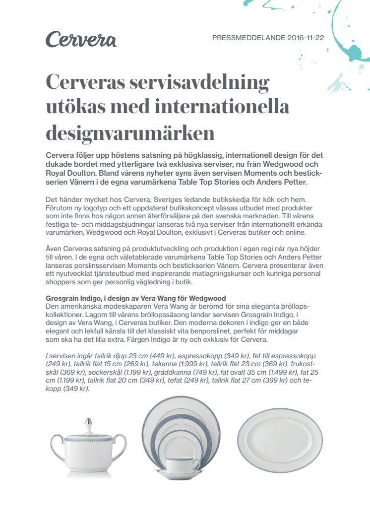 Cerveras servisavdelning utökas med internationella designvarumärken 