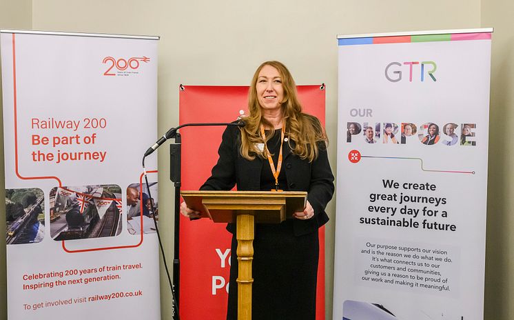 GTR's CEO, Angie Doll, delivering a speech at this week's event
