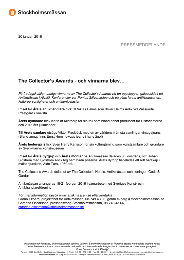 The Collector’s Awards - och vinnarna blev…