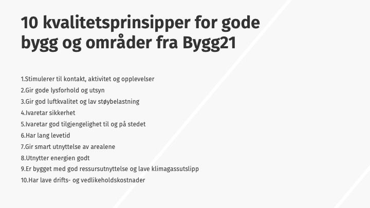 Bygg21 10 kvalitetsprinsipper