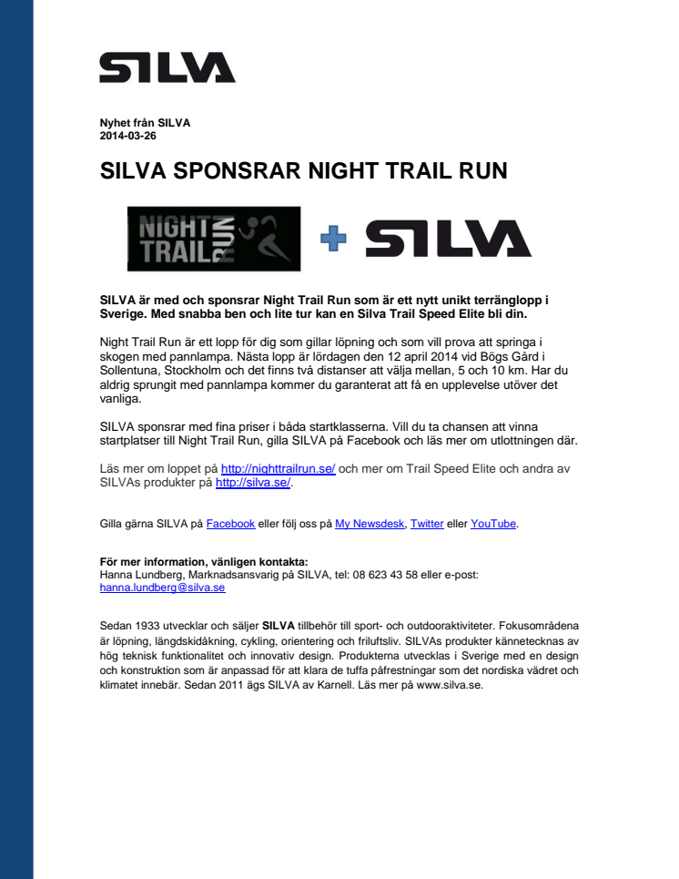 SILVA SPONSRAR NIGHT TRAIL RUN