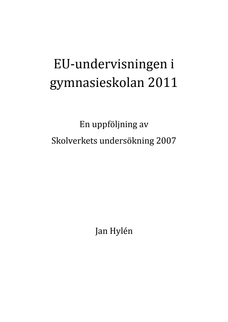 Mer undervisning om EU i gymnasieskolan 