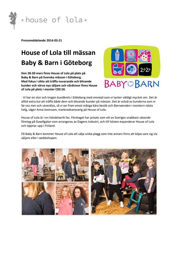 House of Lola till mässan Baby & Barn i Göteborg