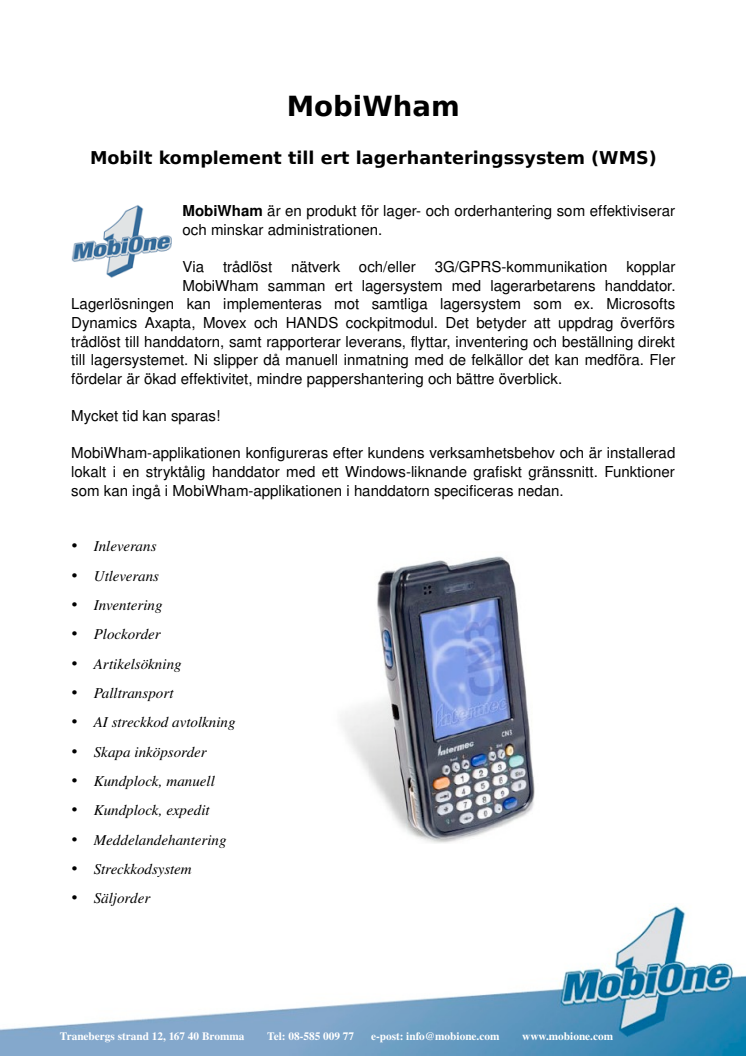 MobiWham - för effektivere lager- och logostikflöden