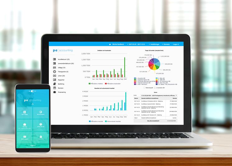 PE Accounting, mobilapp och webbgränssnitt