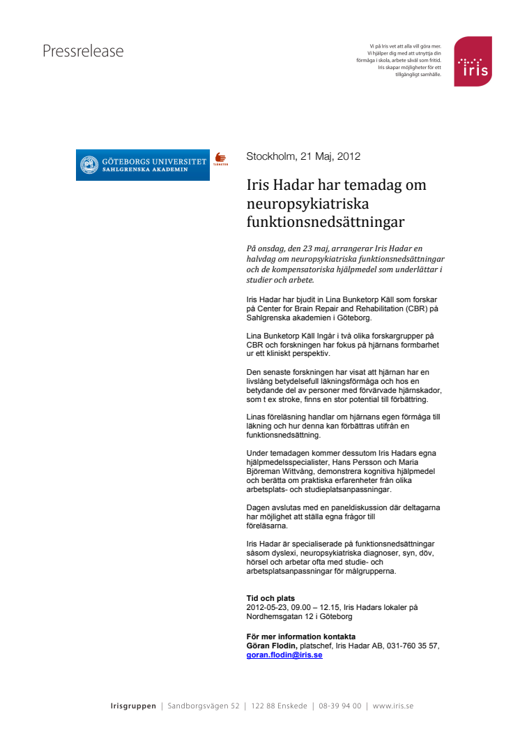 Iris Hadar har temadag om neuropsykiatriska funktionsnedsättningar