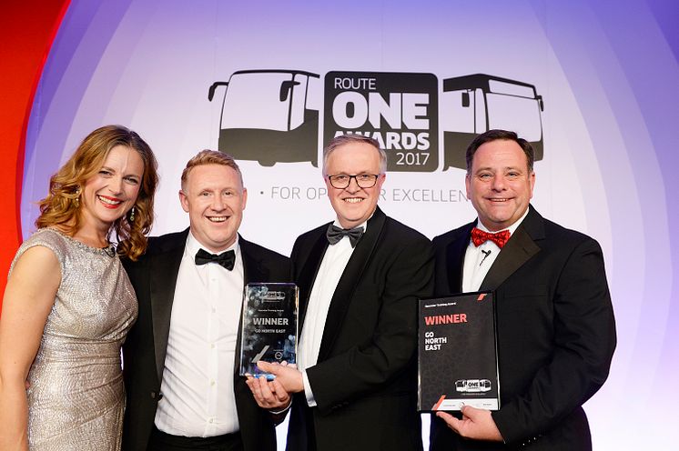 Go North East collecting the Operator Training Award at last year's routeone Awards