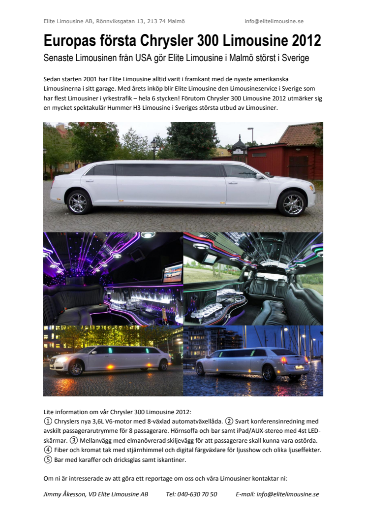 Europas första Chrysler 300 Limousine 2012