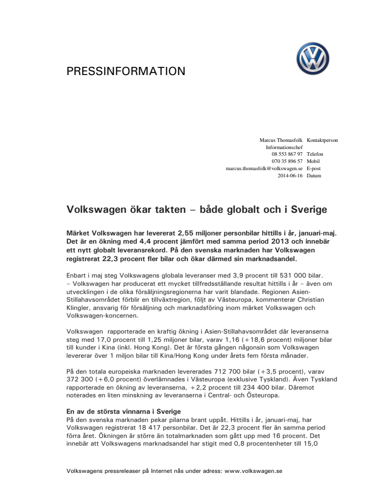 Volkswagen ökar takten – både globalt och i Sverige