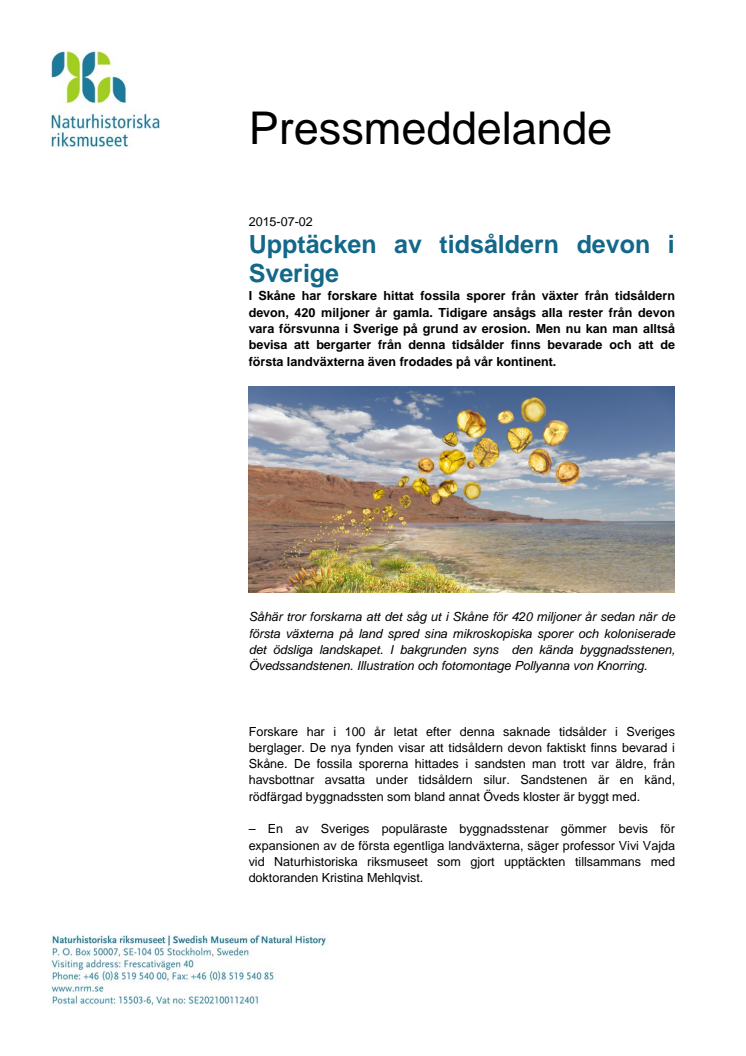 Upptäcken av tidsåldern devon i Sverige