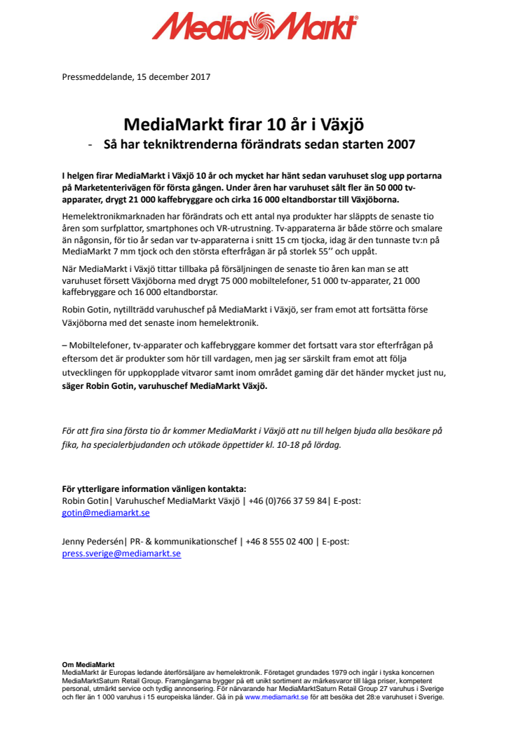 MediaMarkt firar 10 år i Växjö - Så har tekniktrenderna förändrats sedan starten 2007