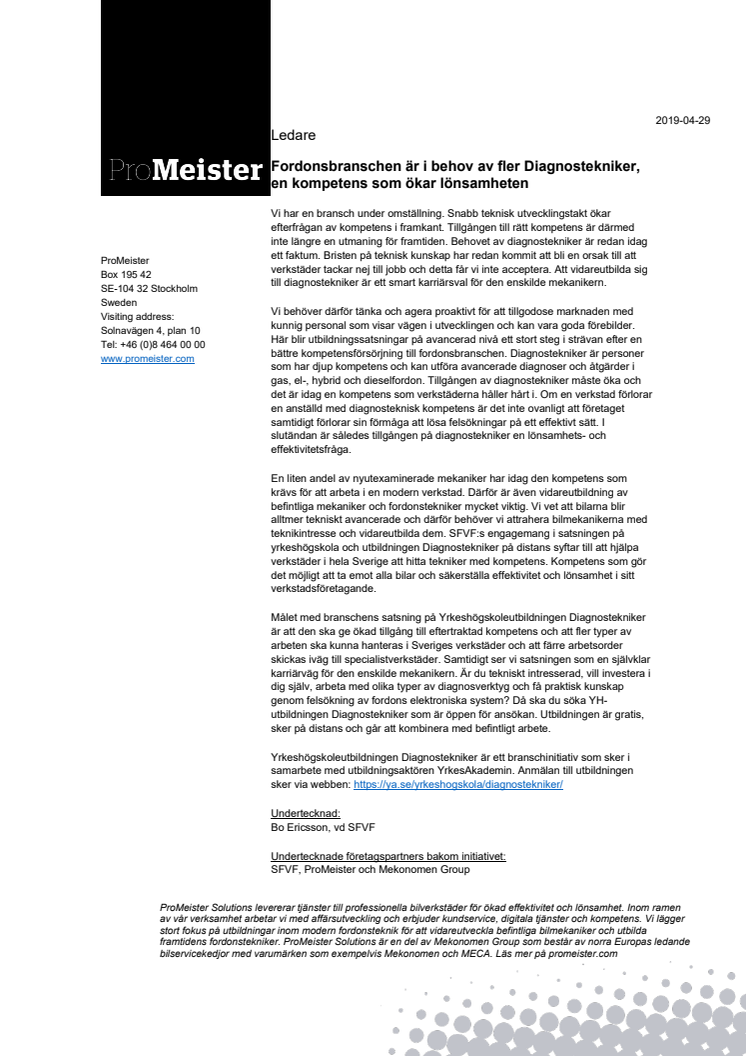 Fordonsbranschen är i behov av fler Diagnostekniker, en kompetens som ökar lönsamheten