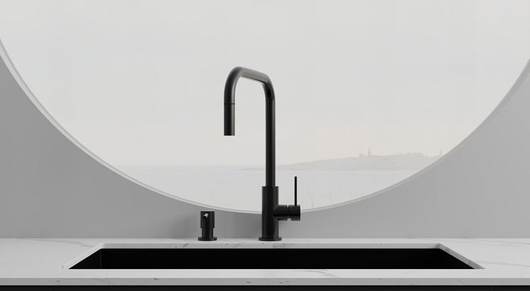 Primy Köksblandare Steel Accent Square Shadow 30113 & Primy Tvålpump Steel Clean Dispenser Shadow 35003