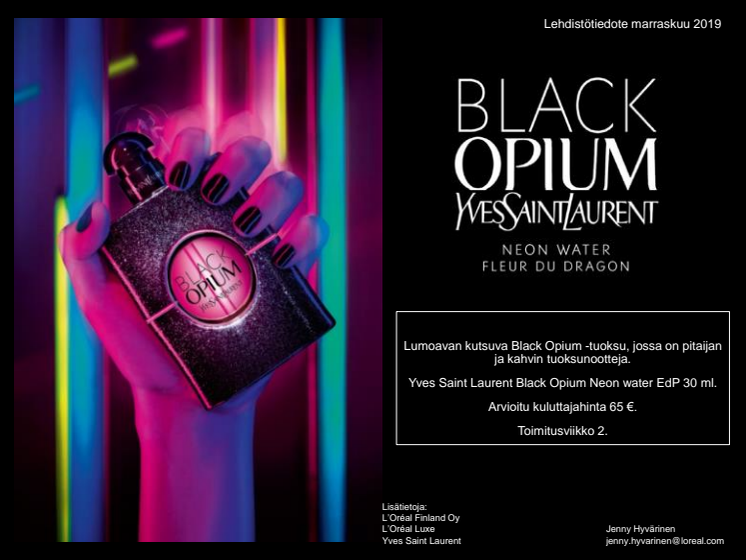 YSL - Lumoavan kutsuva tuoksu—Black Opium Yves Saint Laurent Neon water EdP 30 ml