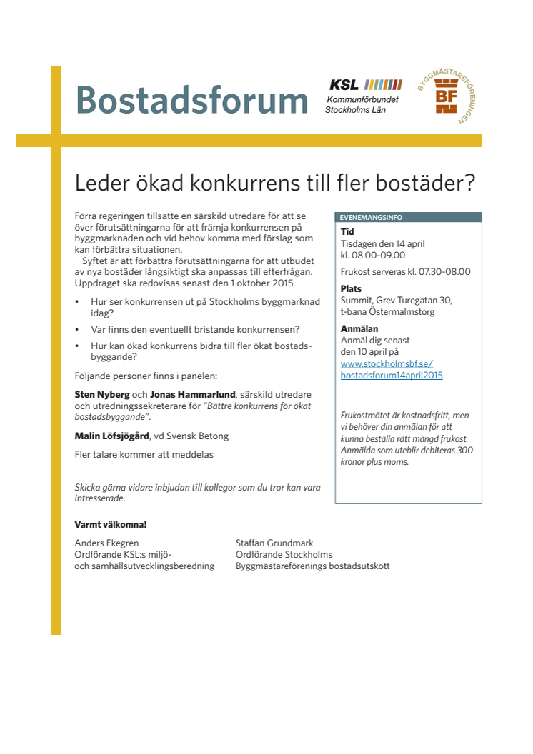 Bostadsforum: Leder ökad konkurrens till fler bostäder?