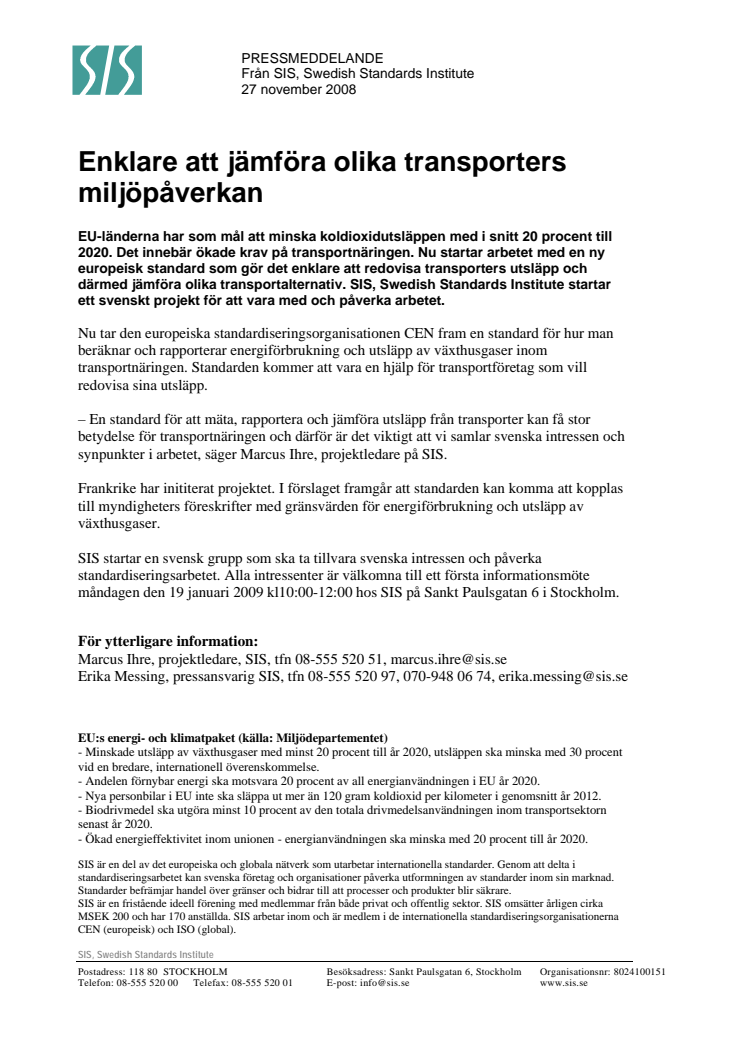 Enklare att jämföra olika transporters miljöpåverkan