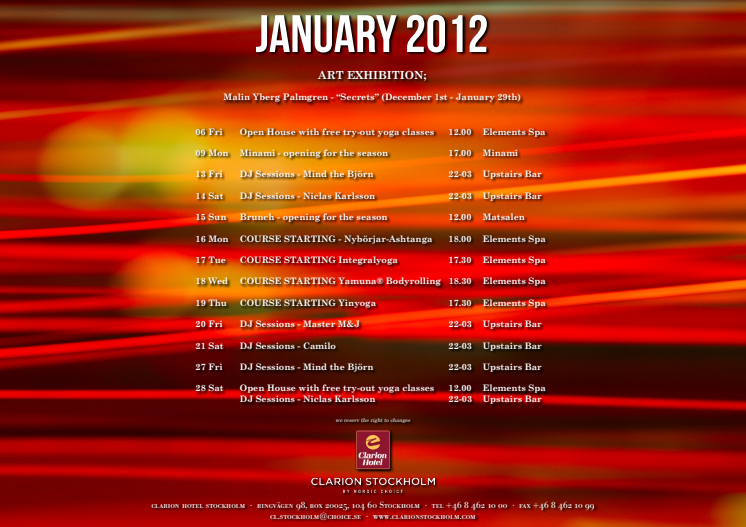 Eventkalender Januari - Clarion Hotel Stockholm