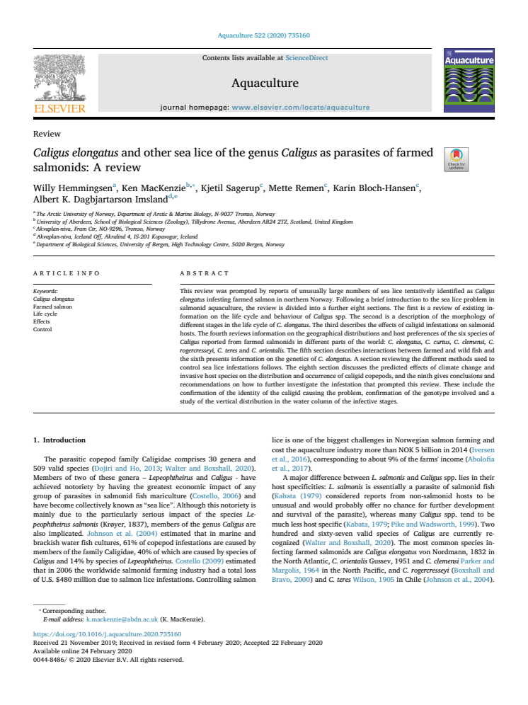 Aquaculture 522, 735160 Caligus review.pdf