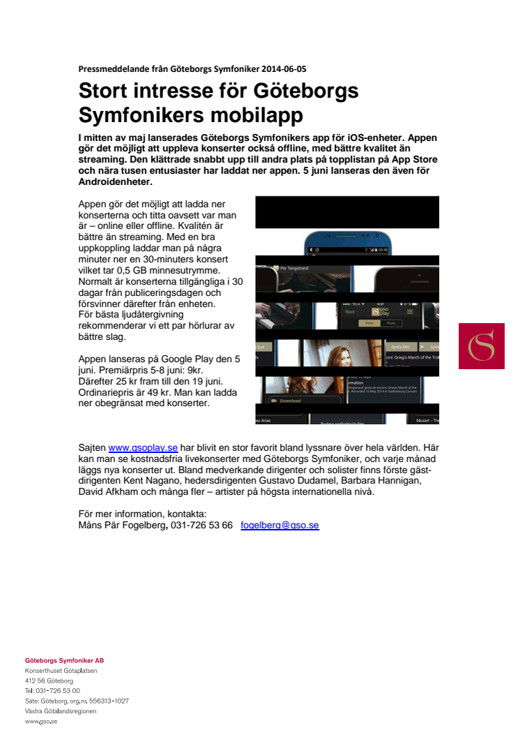 Stort intresse för Göteborgs Symfonikers mobilapp