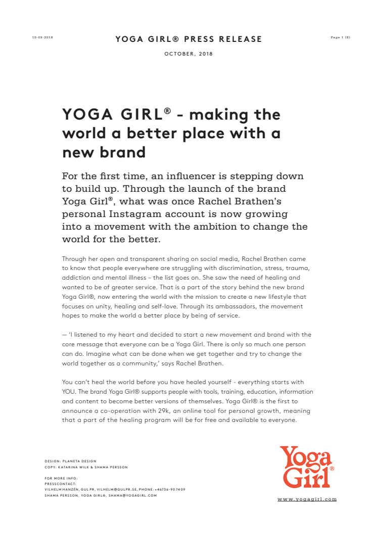 YOGA GIRL® - making the world a better place with a new brand