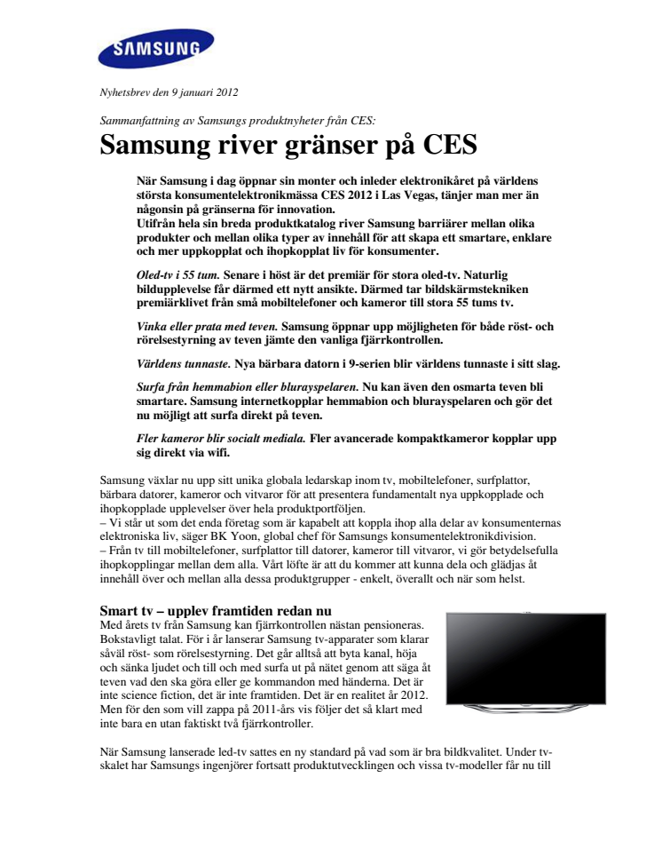 Sammanfattning av Samsungs produktnyheter från CES: Samsung river gränser på CES