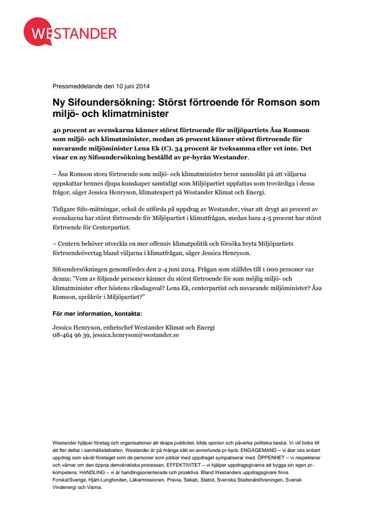 Ny Sifoundersökning: Störst förtroende för Romson som miljö- och klimatminister