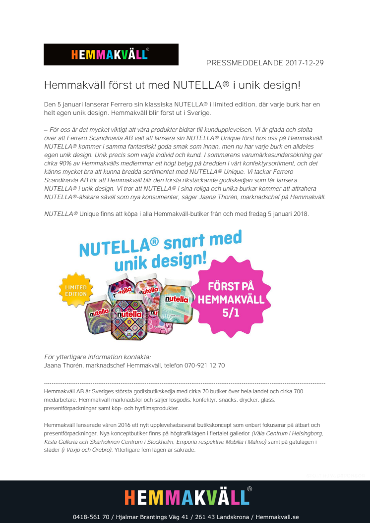 Hemmakväll först ut med NUTELLA® i unika designs!