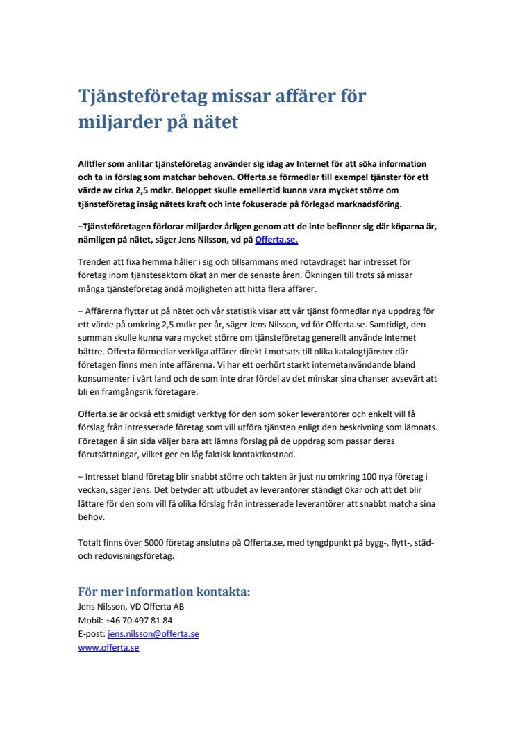 Tjänsteföretag missar affärer för miljarder på nätet