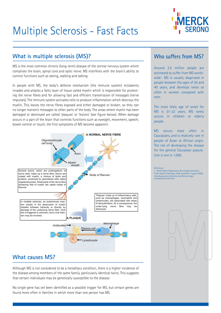 Multipel Skleros - snabba fakta (engelska)