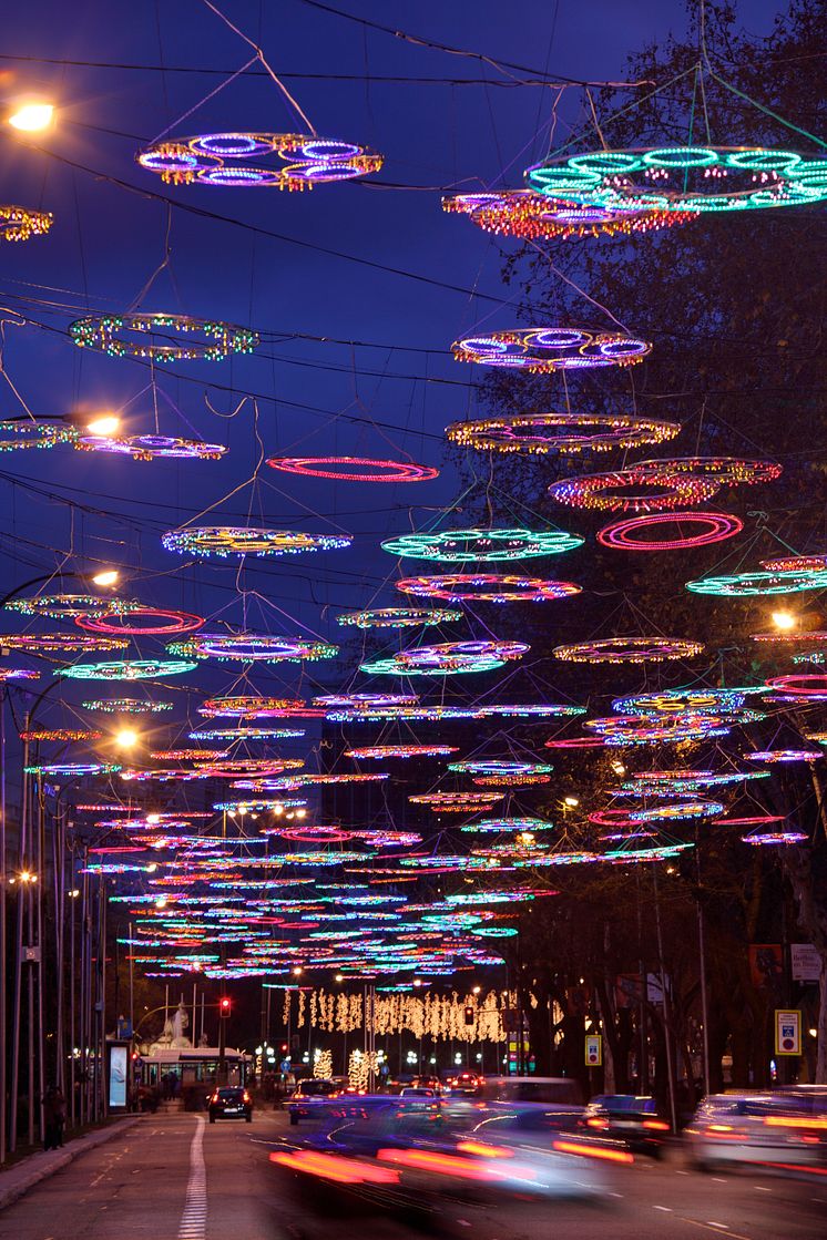 Christmas city lights, Paseo de Recoletos, Madrid