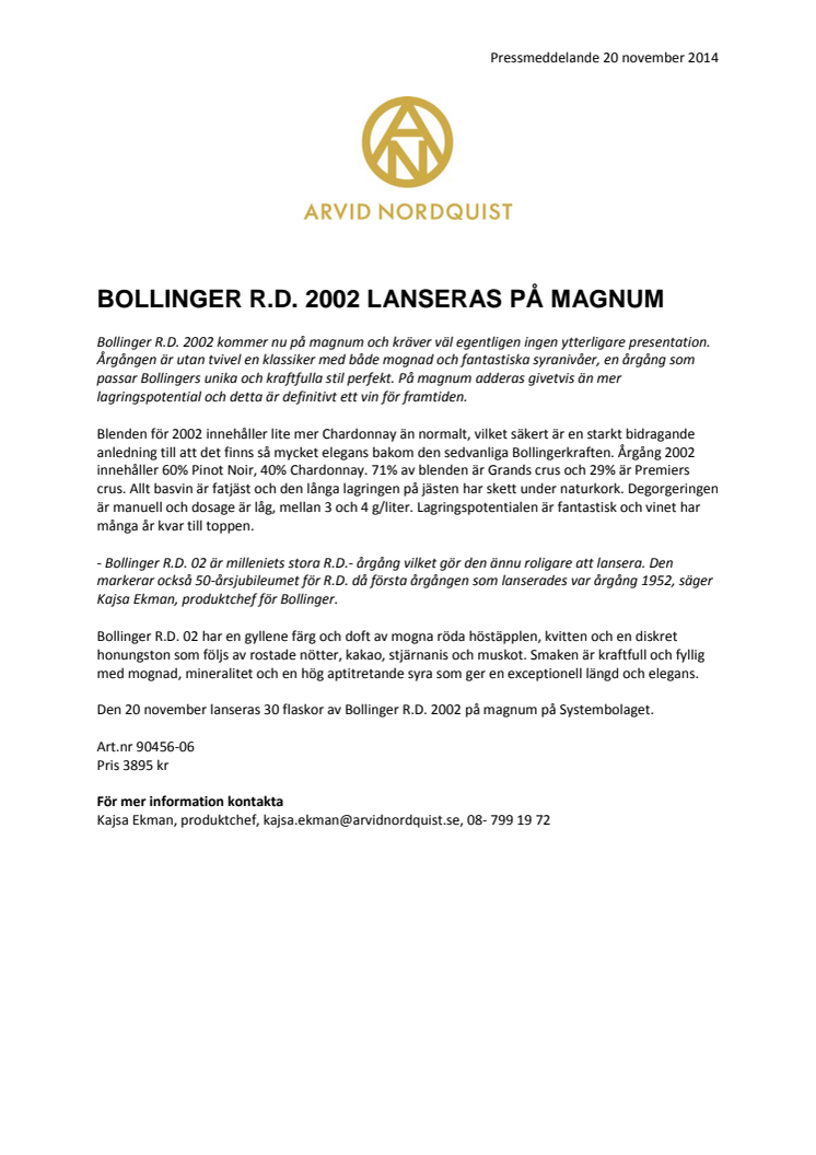 Bollinger R.D. 2002 lanseras på magnum 