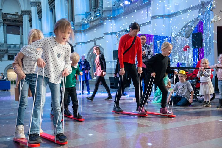 Sportlov med "Hasaloppet" och disco på Nordiska museet 2019. Foto: Karolina Kristensson, Nordiska museet