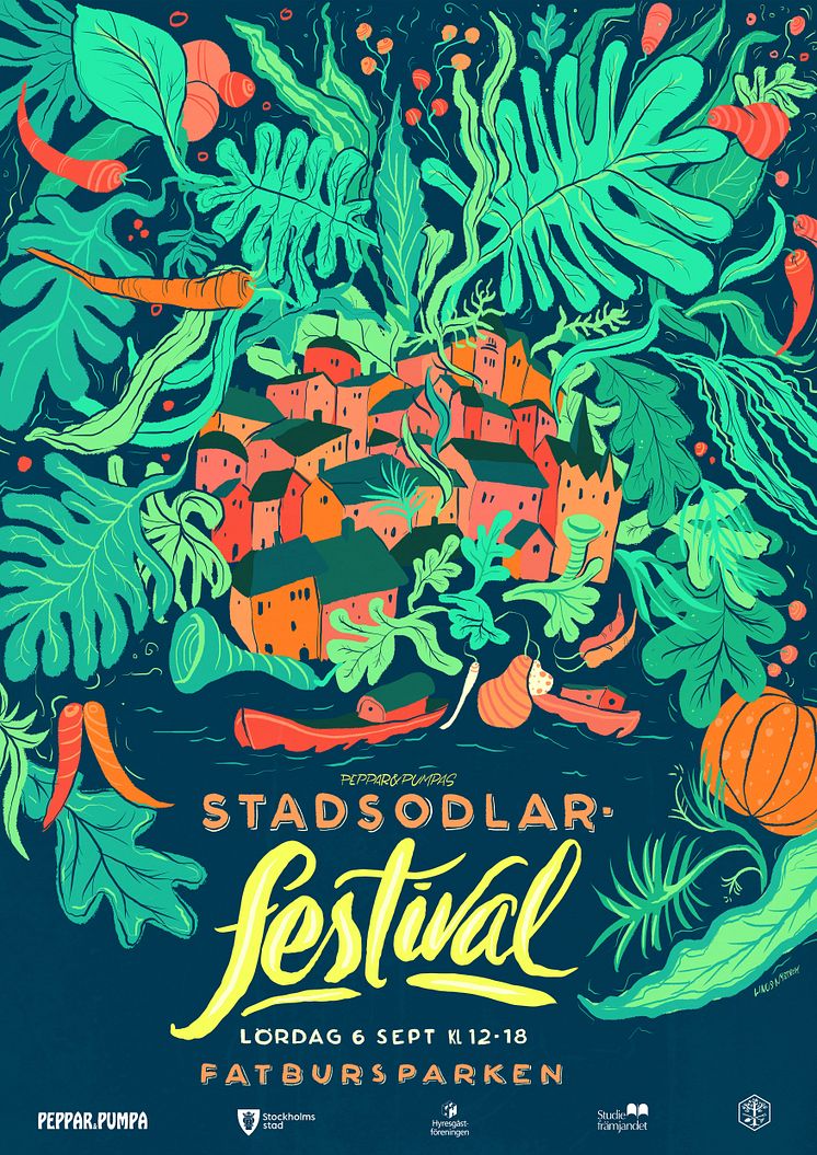 Stockholms första Stadsodlarfestival - affischen för den 6/9 2014