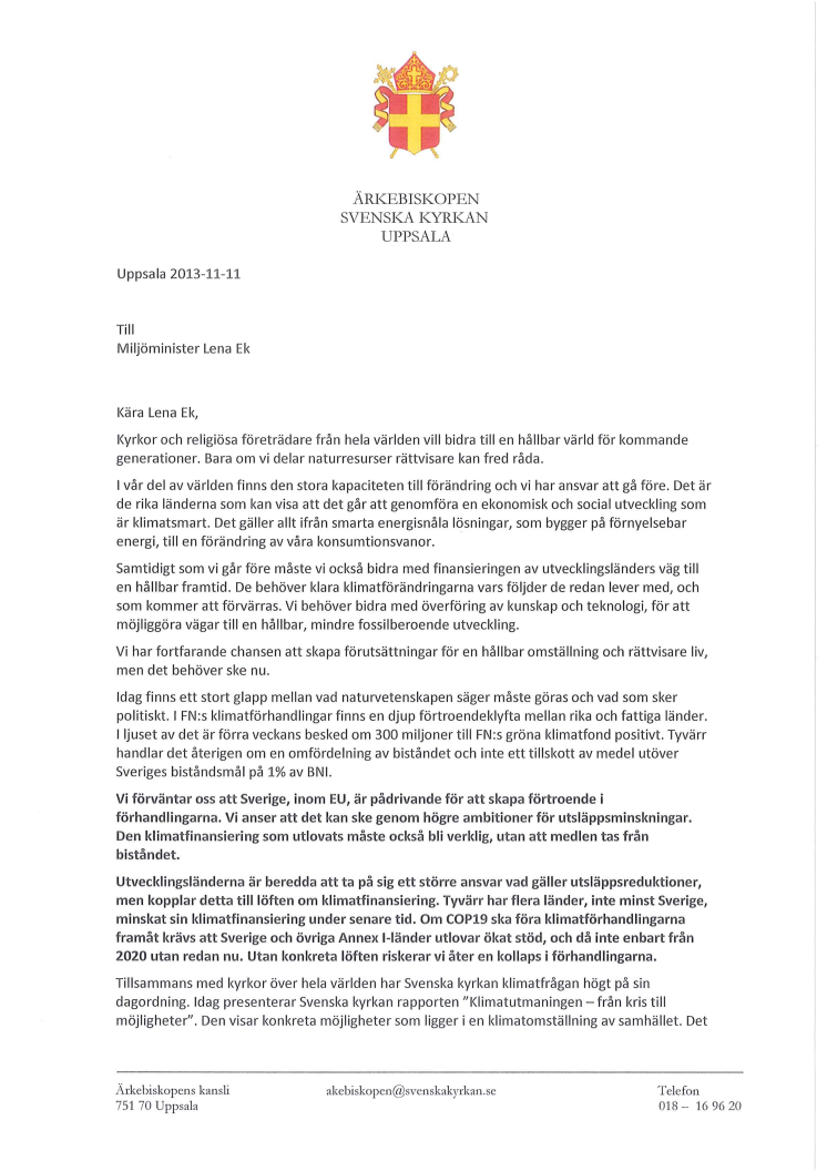 Öppet brev till miljöminister Lena Ek