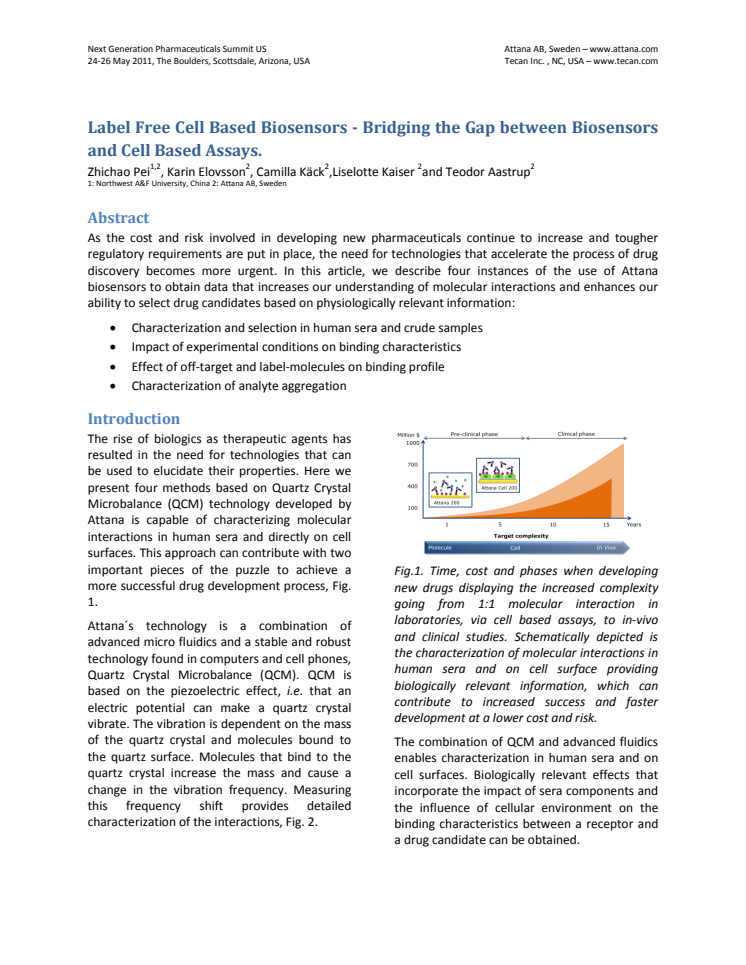 Label Free Cell Based Biosensors - Attana Cell 200 