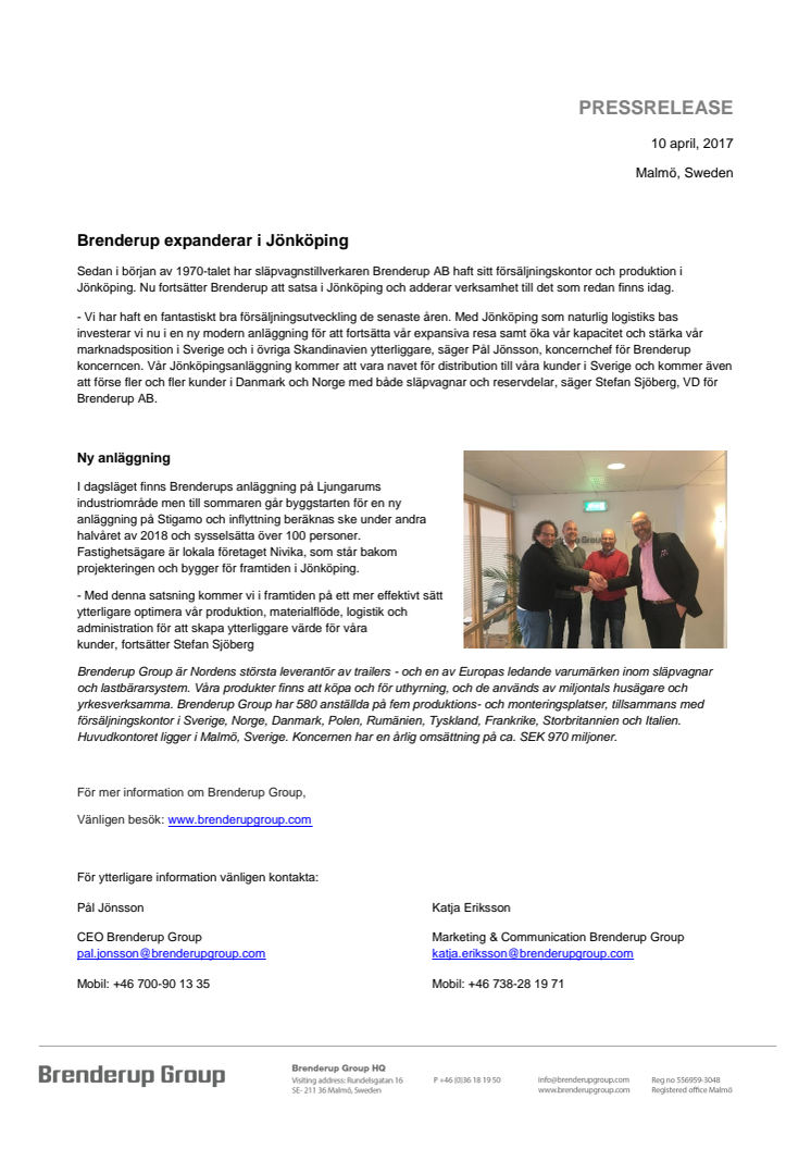 Brenderup AB expanderar i Jönköping