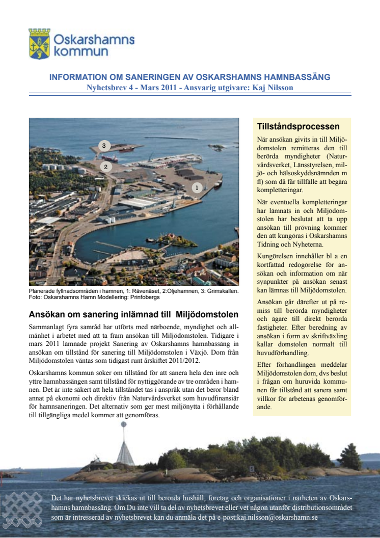 Nyhetsbrev 4 för sanering av Oskarshamns hamnbassäng