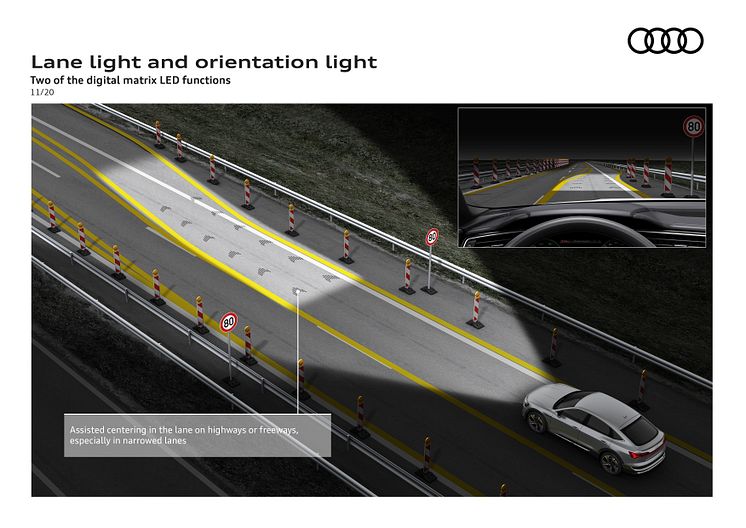 Lane light and orientation light - Two of the digital matrix LED functions