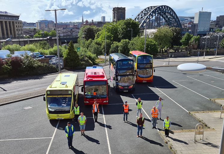 Go North East celebrates NHS birthday by wearing blue and clapping at regional landmarks