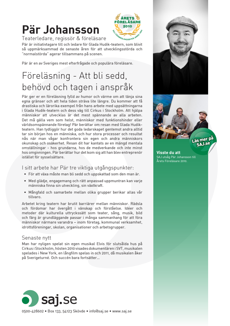 Pär Johansson - Teaterledare, regissör & föreläsare