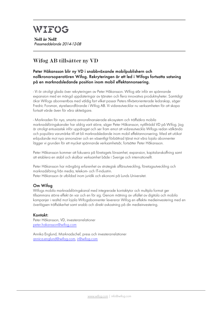 Wifog AB tillsätter ny VD
